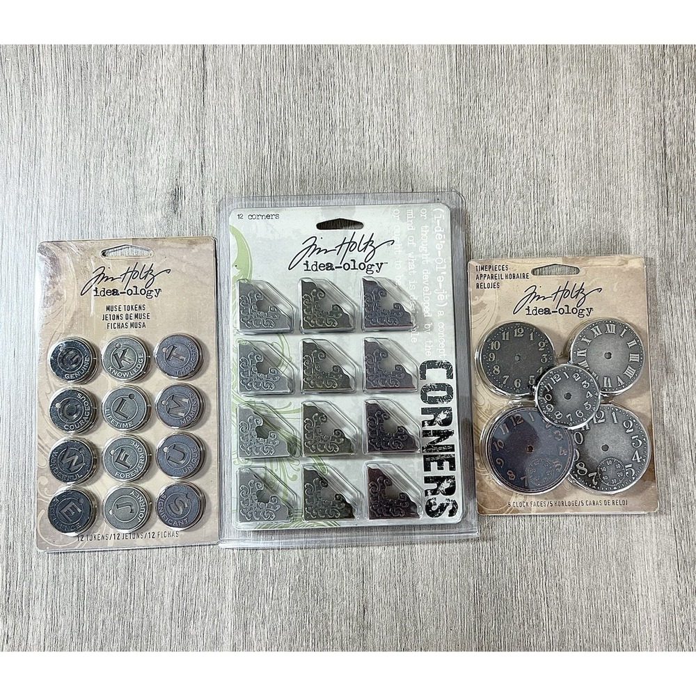 Tim Holtz Idea-ology Lot Of 3 Time Pieces-Corners-Muse tokens Art